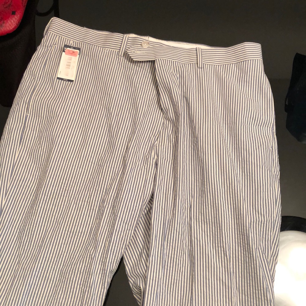 Blue and white stripped dress pants